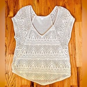 90's Vintage Cream Xhilaration Crochet Top, Size L